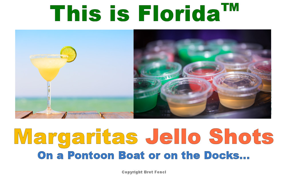 This Is Florida&TRADE; Margaritas, Jello Shots, on a pontoon boat or on the docks...